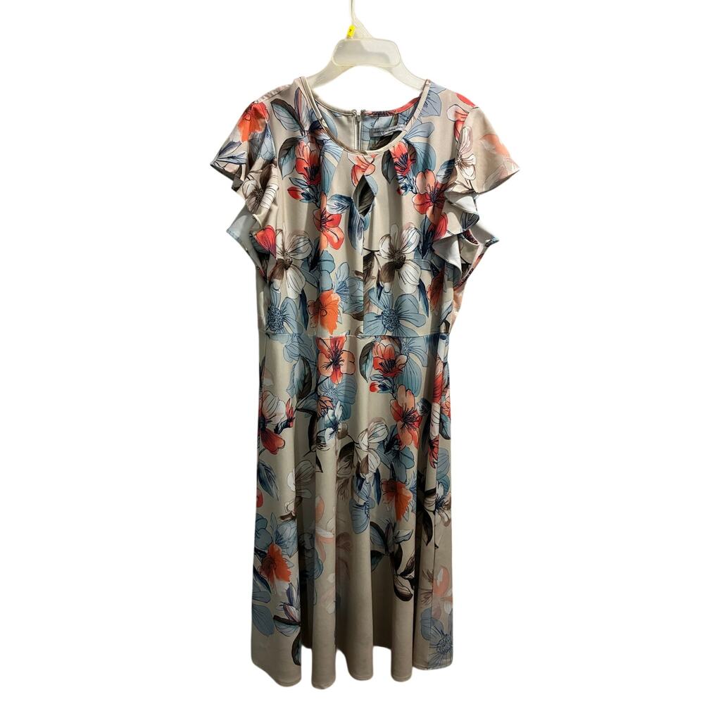 Danny & Nicole Petite Floral Dress 14P Keyhole Neck Casual Summer Spring